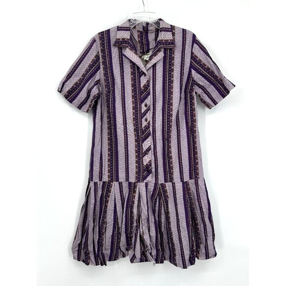 vintage 60s DROP WAIST DRESS mod go-go short sleeve flower child hippie XL - Picture 2 of 6